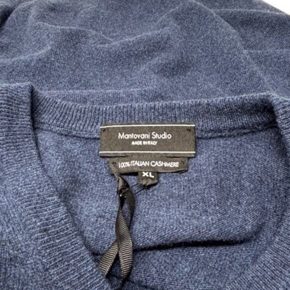 NWT Mantovani Studio Men's Italian Cashmere V Neck‎ Sweater XL Blue - Picture 4 of 5